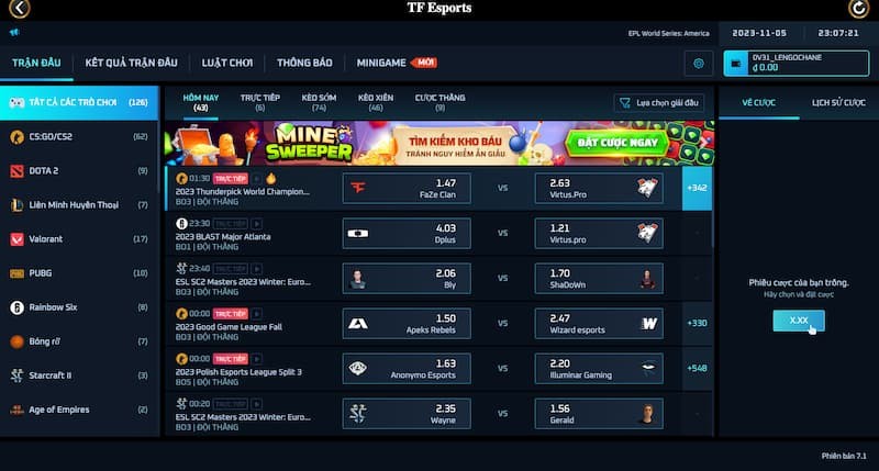  Giới thiệu sảnh TF Esports sôi động 2023  Trò Chơi 